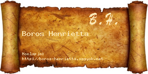 Boros Henrietta névjegykártya